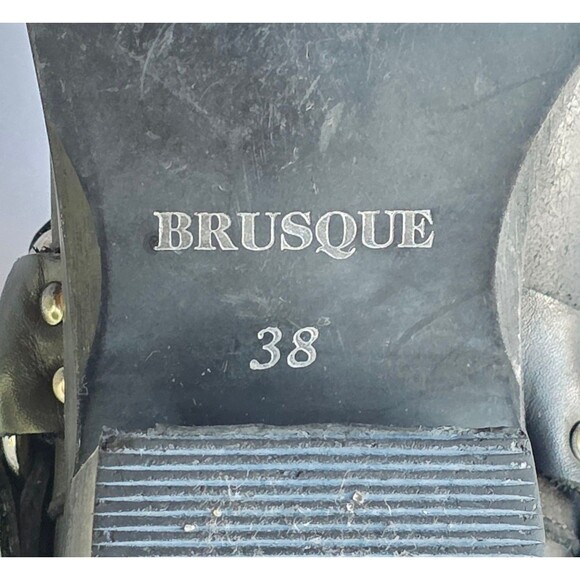 BRUSQUE Women's Black Leather Ankle Boots Pointed Toe Sz 35 7.5 Heeled Booties - Picture 12 of 14